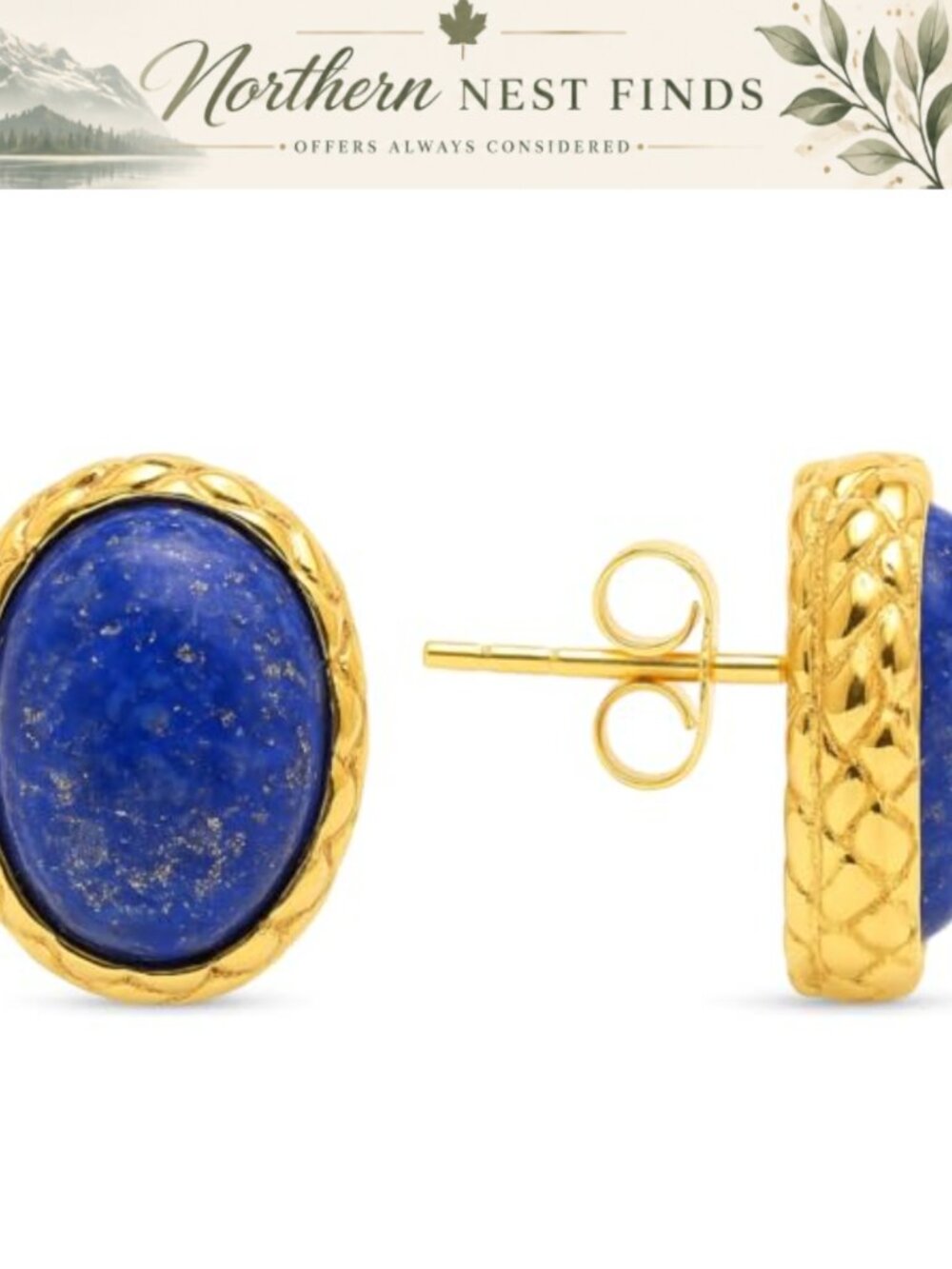 14K Gold-Plated Gemstone Stud Earrings Hypoallergenic Tarnish-Resistant Gift